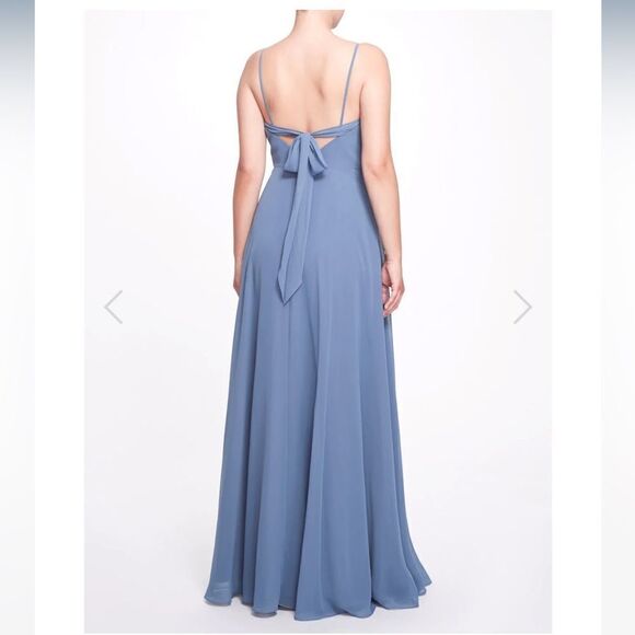 New Marchesa notte slate blue chiffon gown sz 18 - Picture 2 of 7